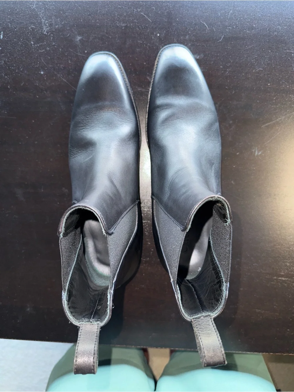 Mens Black Leather Chukka Boots - Classic Slip-On Chelsea Style